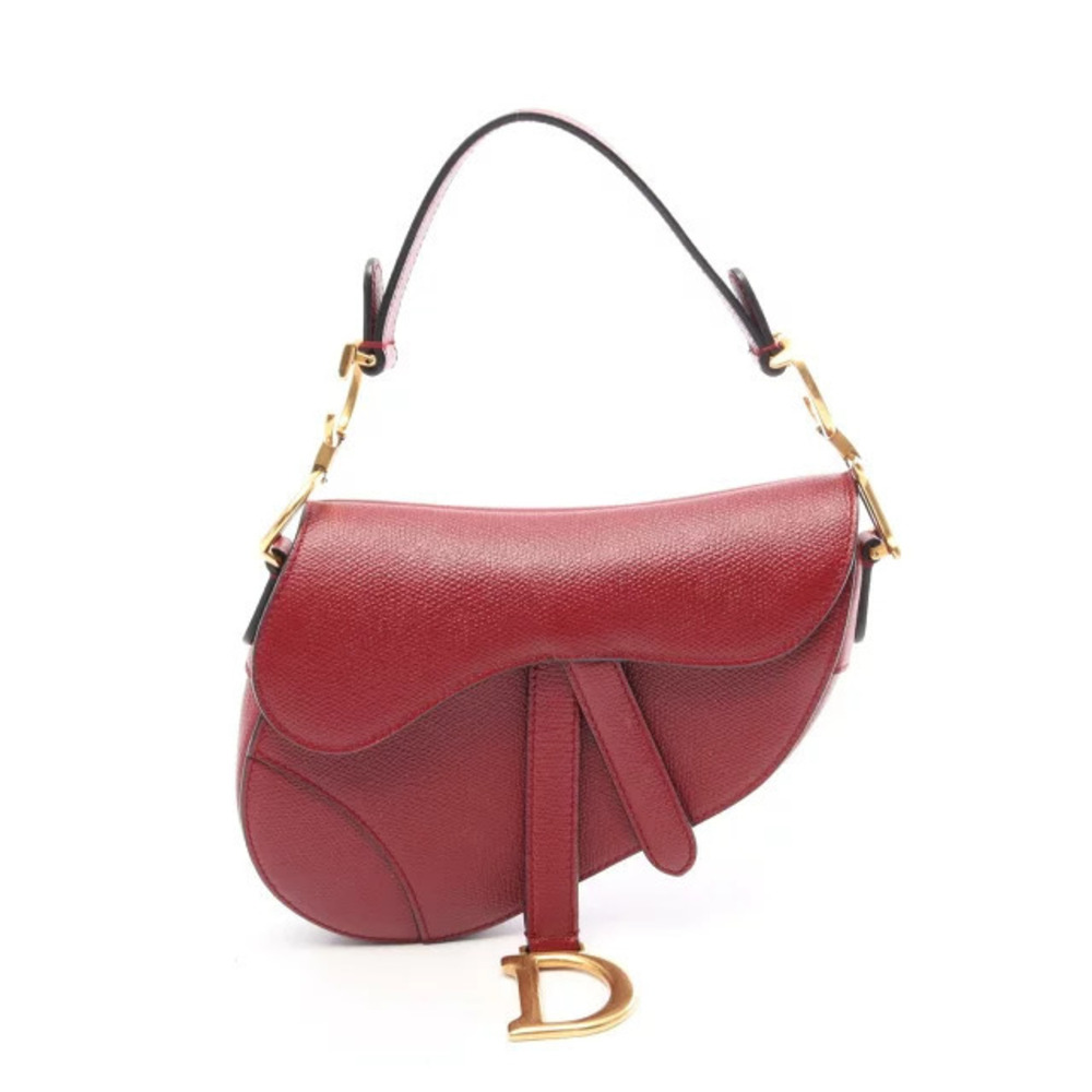 Christian Dior Saddle Bag Handbag Leather Bordeaux Purple